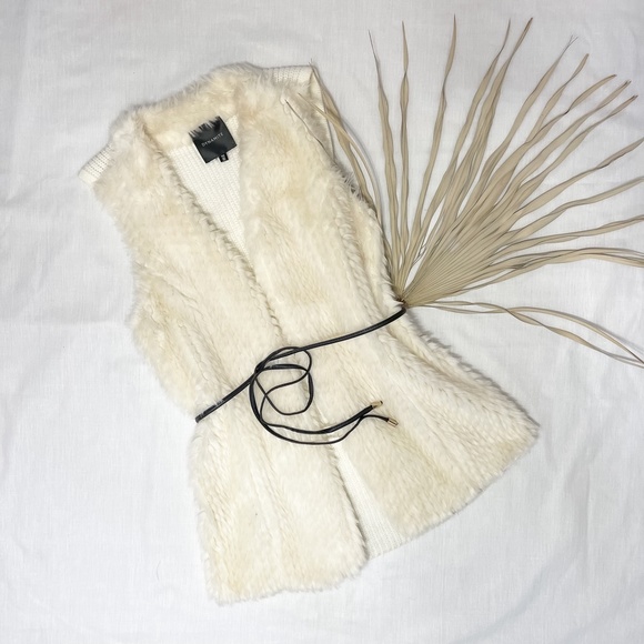 Dynamite off-white faux fur vest Sz S - Picture 1 of 9